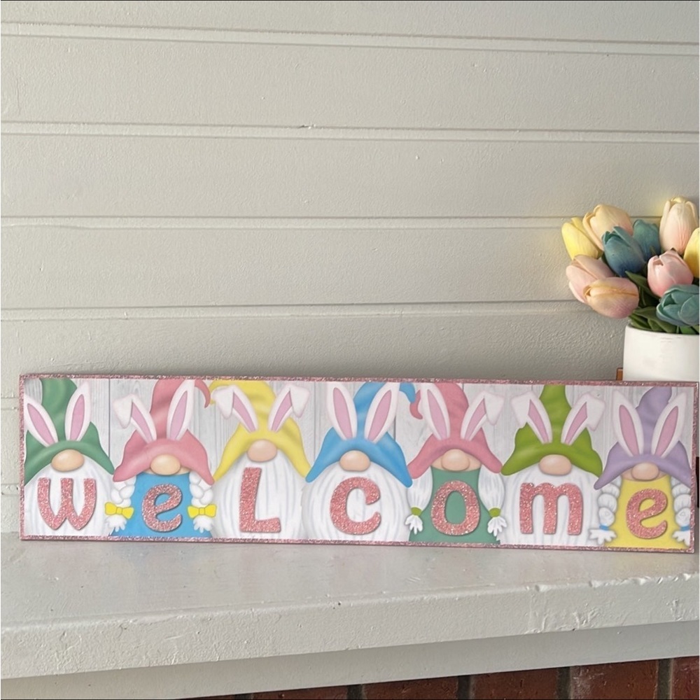 Gnome Easter Welcome Sign